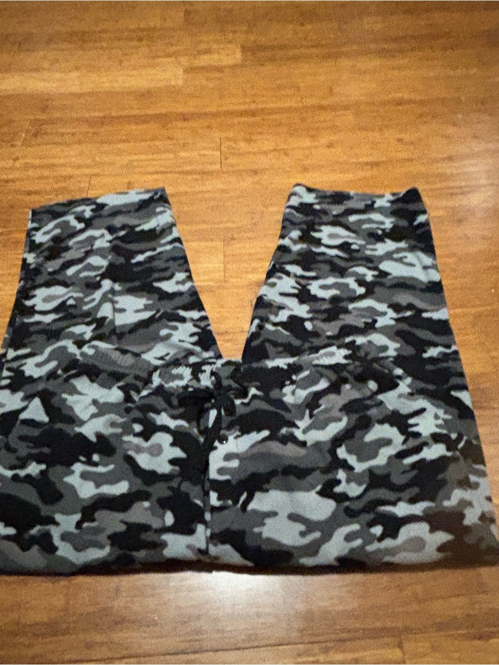Camo Print Pajama Pants in Black & Gray